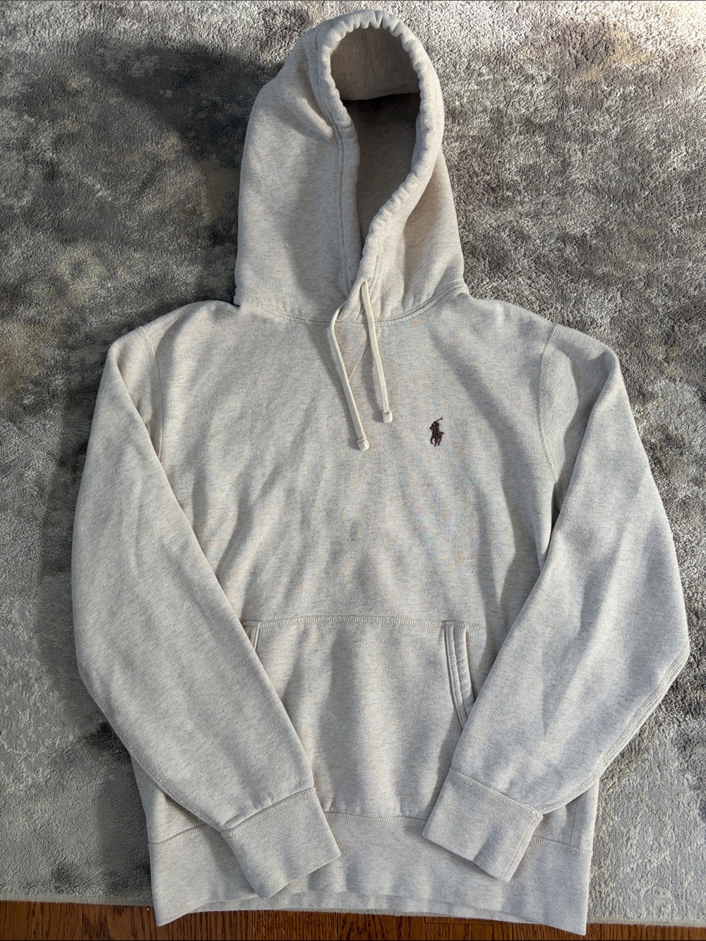 Ralph Lauren Men's Heather Light Gray Hoodie with Embroidered Pony